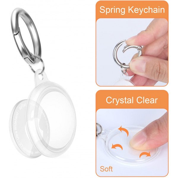 Wholesale Clear Protective Cover Case with Keychain Hook for Apple AirTag (Clear)